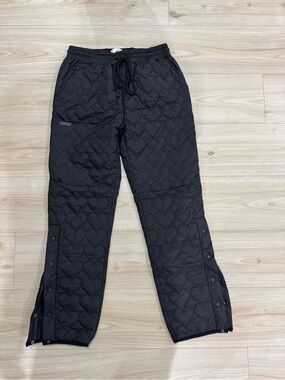 Men's Black Quilted Snap-Hem Pants